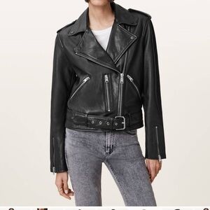 All Saints Black Sheep Leather Biker Jacket- ultra soft and chic - size 8